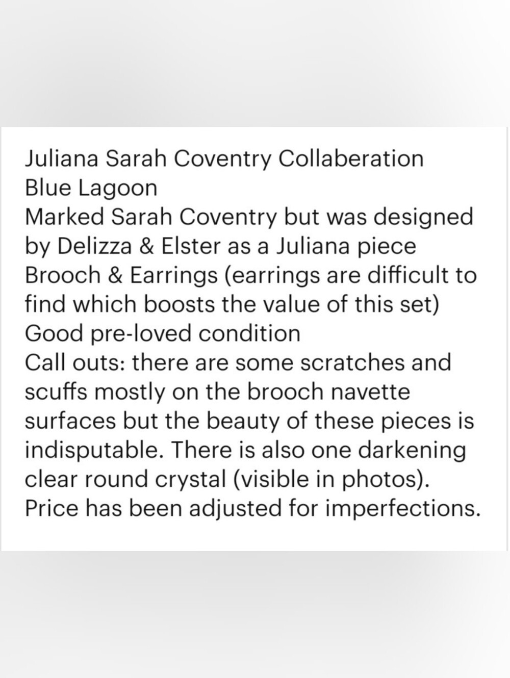 Juliana Sarah Coventry Collab Blue Lagoon Brooch Earring Set - Picture 4 of 4